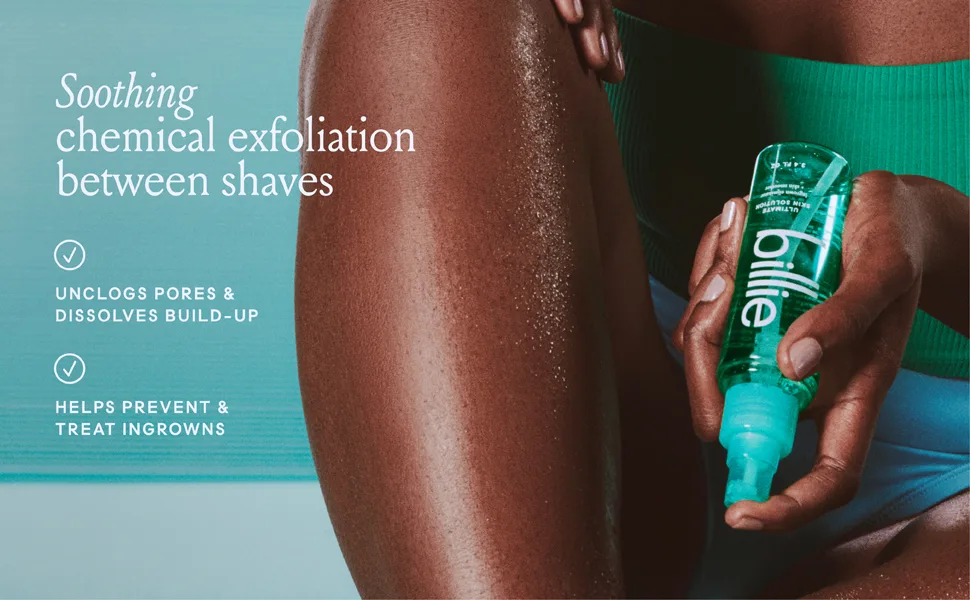 Billie Ultimate Skin Solution - Ingrown-preventing AHA spray - 3.4 fl oz - billie womens razor face bikini legs arms hair removal skin solution AHA BHA prevents ingrown hair