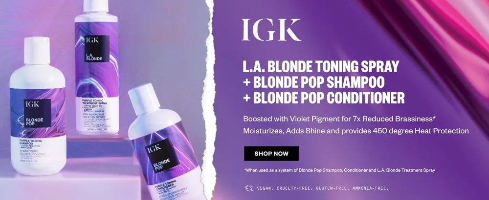 IGK BLONDE POP Purple Toning Shampoo | Brighten + Neutralize Brass | Vegan + Cruelty Free | 0.23 Ounce - blonde