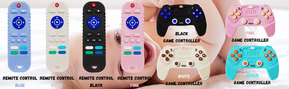 2PCS Silicone Baby Teething Toys Remote Control  Remote Control & Game Controller Silicone Teething Toy for Babies 6-12 Months (Pink) - product information 4