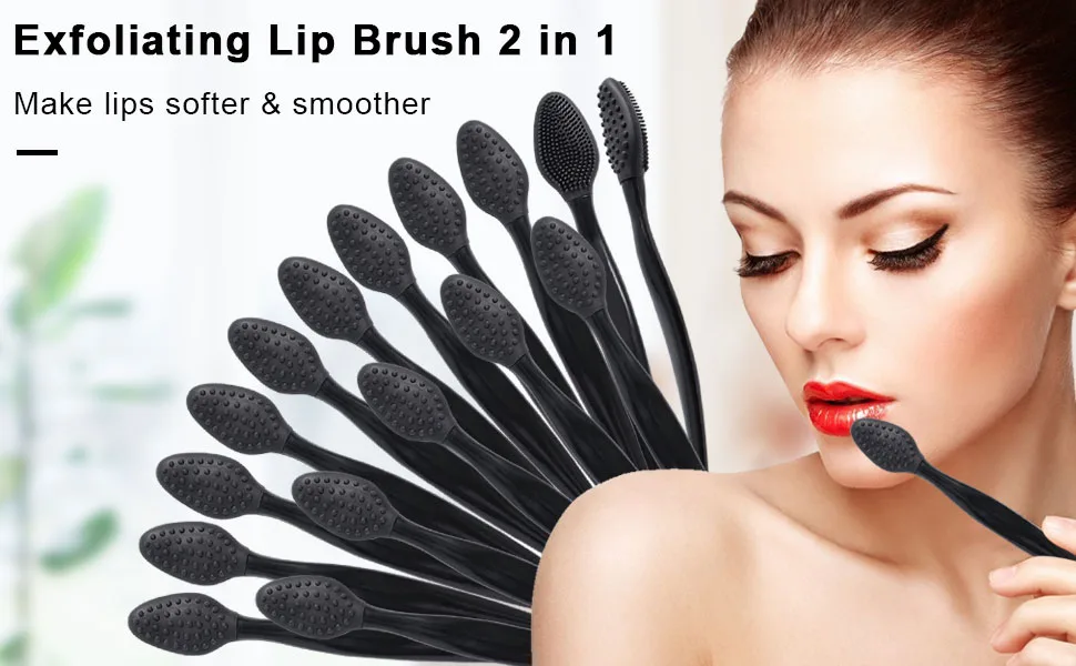 16 Pcs Black Silicone Lip Exfoliator Brushes  Raploy Double-Sided Lip Scrub Brush Soft Silicone Exfoliator Tool for Skincare  Smoother Lip - Double-Sided Soft Silicone Lip Scrub Brush Exfoliator Tool for Skincare, Smoother Lip