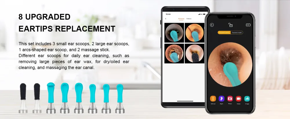 Ear Wax Removal Tool Replacement Tips  8 Pieces Silicone Ear Spoon for Ear Cleaner  Original Replacement Tips Set Dia. 3.5mm - EAR CLEANER