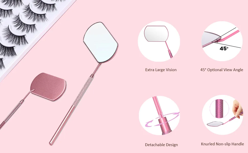 BUCICE Lash Mirror for Eyelash Extensions  Detachable Eyelash Mirror Stainless Steel Black Makeup Mirror Eyelash Extension Supplies - Lash Extension Mirror lash extension supplies cheap makeup under 5 dollars make up accessories