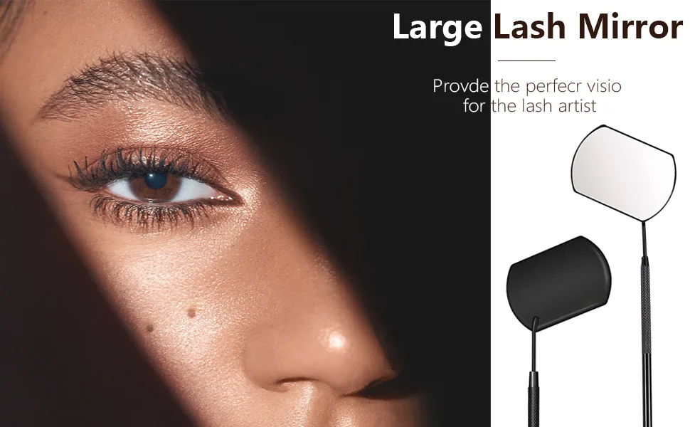 BUCICE Lash Mirror for Eyelash Extensions  Detachable Eyelash Mirror Stainless Steel Black Makeup Mirror Eyelash Extension Supplies - Perfect Tools for Eyelash Extension Dental Mirror Eyelash Lash Tools Beautiful Mirror lash Mirror
