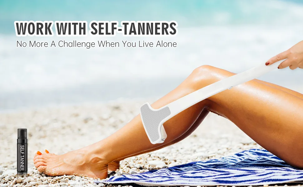 Lotion Applicator for Back & Feet & Body Folding Long Handle 2 Replaceable Foam Rollers Moisturizer Sunscreen Pain Relieving Cream Medicine Self Tanner Back Applicator Wand For Women Men Elderly White - No More A Challenge When You Live Alone