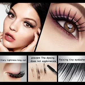 4D Silk Fiber Lash Mascara  Natural Waterproof Mascara Long Lasting  Lengthening and Thickening Eyelash  Smudge-Proof Mascara for Eye Makeup - Lash