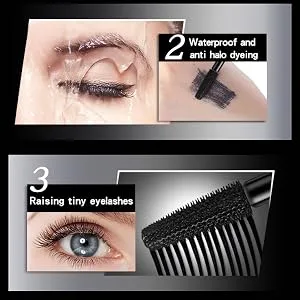 4D Silk Fiber Lash Mascara  Natural Waterproof Mascara Long Lasting  Lengthening and Thickening Eyelash  Smudge-Proof Mascara for Eye Makeup - Length