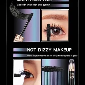 4D Silk Fiber Lash Mascara  Natural Waterproof Mascara Long Lasting  Lengthening and Thickening Eyelash  Smudge-Proof Mascara for Eye Makeup - Lengthening Mascara