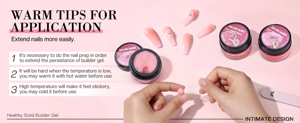 Morovan Solid Builder Nail Gel - 3 Colors Non-Sticky Solid Building Gel Hard Gel for Nails 3D Solid Gel Modeling Gel Long-Lasting Nail Extension Gel for Manicure Art DIY Home Salon Use - Solid Builder Nail Gel