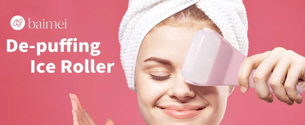 BAIMEI Ice Roller for Face and Eyes Reduces Puffiness Migraine Pain Relief  Ice Face Roller Helps on Muscle Tension - Ice Roller