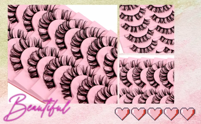 DSLONG 10 Pairs Cluster Lashes D Curl Russian Strip Lashes Fluffy False Eyelashes Individual Natural Wispy Lashes DIY Eyelashes Extension At Home (D01) - Comfortable to wear