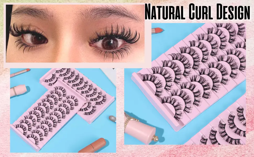 DSLONG 10 Pairs Cluster Lashes D Curl Russian Strip Lashes Fluffy False Eyelashes Individual Natural Wispy Lashes DIY Eyelashes Extension At Home (D01) - Suitable for all eye shapes