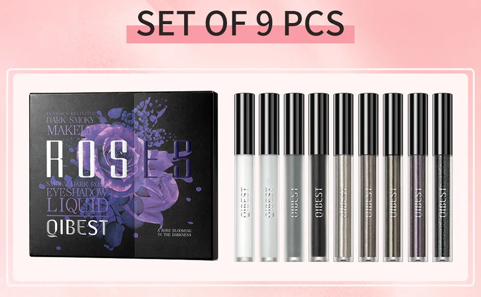 Mysense 9 Colors Liquid Eyeshadow Set  Matte Pearlescent Shimmer Glitter Eyeshadow  Black Grey White Silver Smokey Eye Shadow Makeup Kit  Quick Drying Waterproof Long-lasting Eye Glitter Makeup - liquid eyeshadow set