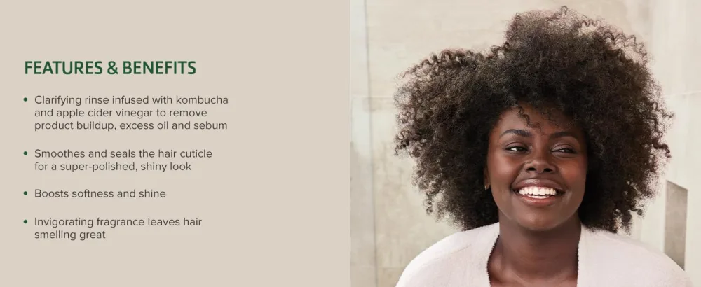 Tea Tree Special Detox Kombucha Rinse  Removes Buildup  Adds Shine  For All Hair Types  6.8 fl. oz. - Features and benefits