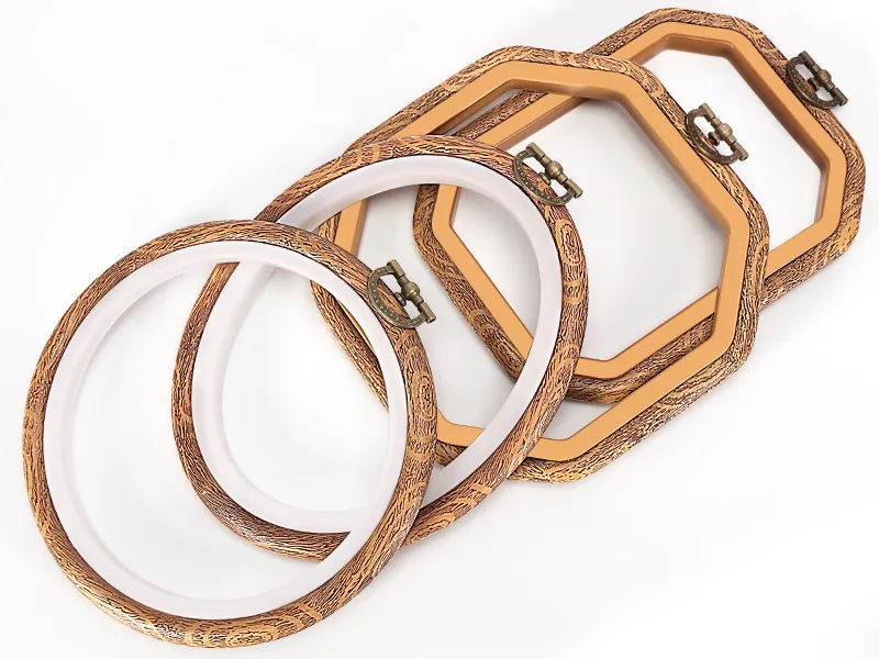 Caydo 4 Set Embroidery Hoops  Imitated Wood Display Frame Circle Oval Rectangular Octagonal Cross Stitch Hoop for Craft Sewing  Hanging Ornaments  Craft Decoration Circle  Oval  Rectangular  Octagonal - embroidery frame