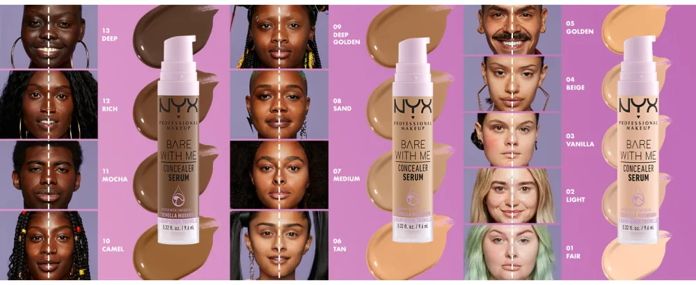 NYX PROFESSIONAL MAKEUP Bare With Me Concealer Serum  Up To 24Hr Hydration - Caramel - bwmc bare with me concealer skincare serum underye