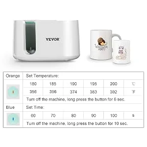 VEVOR Mug Press Machine  Automatic Mug Heat Press for Sublimation 11-15oz  Coffee Cup Transfer Printing  DIY Presents Gifts White White-15oz - mug press