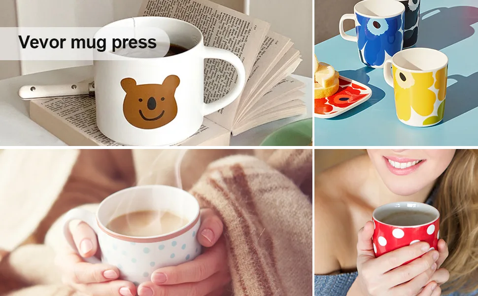 VEVOR Mug Press Machine  Automatic Mug Heat Press for Sublimation 11-15oz  Coffee Cup Transfer Printing  DIY Presents Gifts White White-15oz - mug press