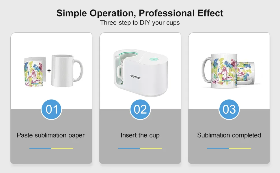 VEVOR Mug Press Machine  Automatic Mug Heat Press for Sublimation 11-15oz  Coffee Cup Transfer Printing  DIY Presents Gifts White White-15oz - mug press machine