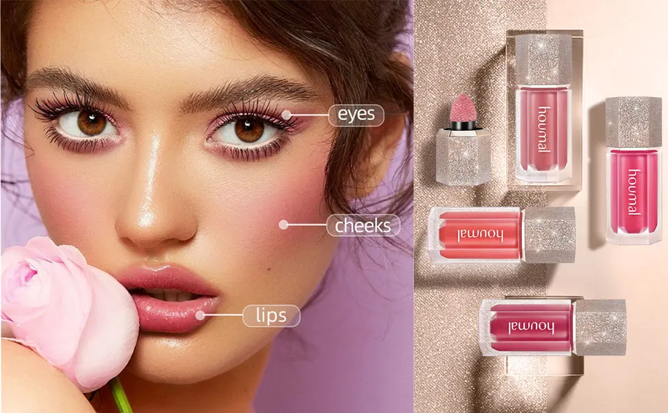 Yeweian Soft Cream Blush Makeup  Liquid Blush for Cheeks  Blendable & Buildable Creamy Dewy Blush Liquid  Lightweight  Silky Smooth Long Lasting Skin Tint Blush Stick with Cushion Applicator(Tomato Red) - rare beauty liquid blush