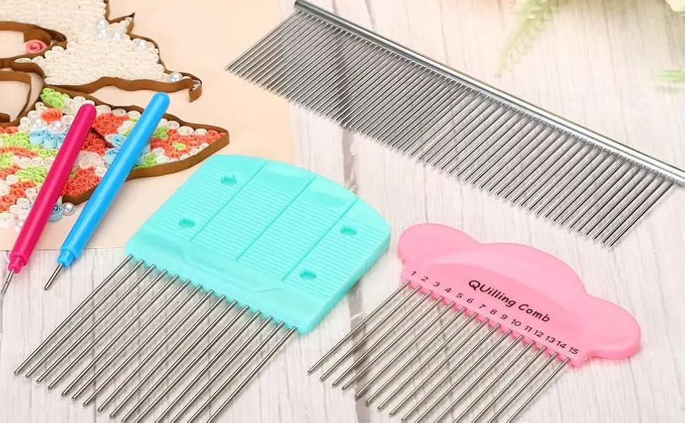 PATIKIL Paper Quilling Tool Comb  Origami Carding Board Create Strip Loops for DIY Art Crafts  Green - quiling comb