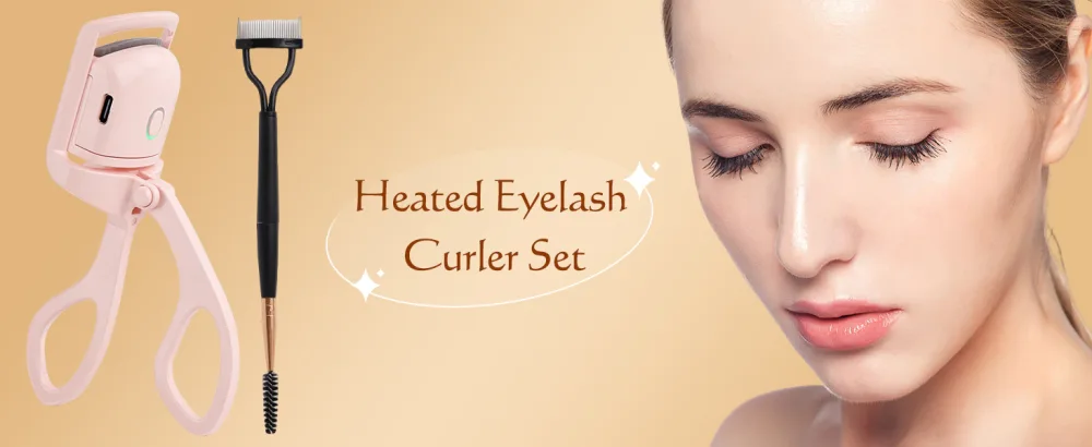 Heated Eyelash Curlers Biutee Rechargeable Electric Eyelash Curler with Double Head Eyelash Comb 2 Heating Modes with Sensing Heating Silicone Pad Pink - product information 1