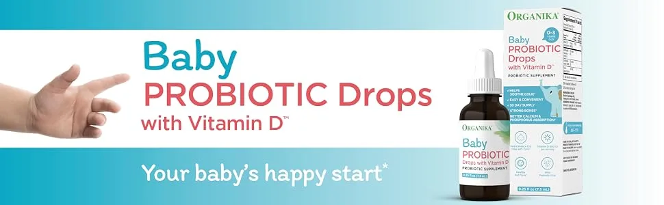 Organika Baby Probiotic Drops with Vitamin D- Soothe Colic  Reduce Fussing  Aid in Growth and Development- 7.5 ml - baby drops 1