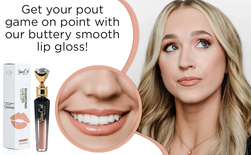 StansOut Beauty Hydrating Lip Gloss | Cute Nude Moisturizing Butter-Smooth Glossy Colors | Diamond Lustre Fancy Bare - fancy Bare