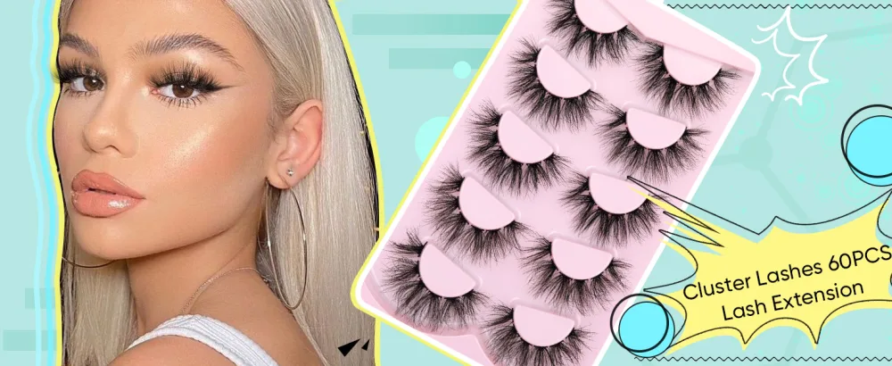 Lash Clusters Eyelash Wispy Lashes Mink Cluster Individual Eyelashes Extension Fluffy Natural Look False Eyelashes 6D DIY Eye Lashes by EYDEVRO (60 Clusters 14-18mm) - Cluster Lashes Fluffy Mink Wispy eyelashes