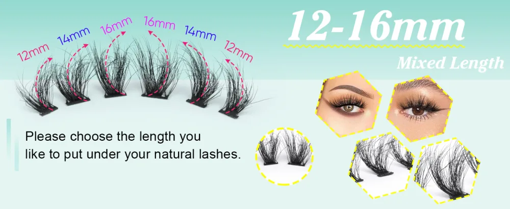 Lash Clusters Eyelash Wispy Lashes Mink Cluster Individual Eyelashes Extension Fluffy Natural Look False Eyelashes 6D DIY Eye Lashes by EYDEVRO (60 Clusters 14-18mm) - Cluster Lashes Fluffy Mink Wispy eyelashes