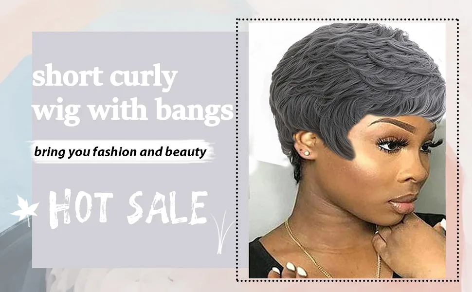 DOcute Short Grey Pixie Cut Wigs for Black Women Grey Pixie Wigs for Black Women Grey Pixie Cut Short Black Wavy Layered Wigs Grey Wavy Wigs Short Wigs Pixie Cut Wigs for Black Women (Short Grey) - product information 14