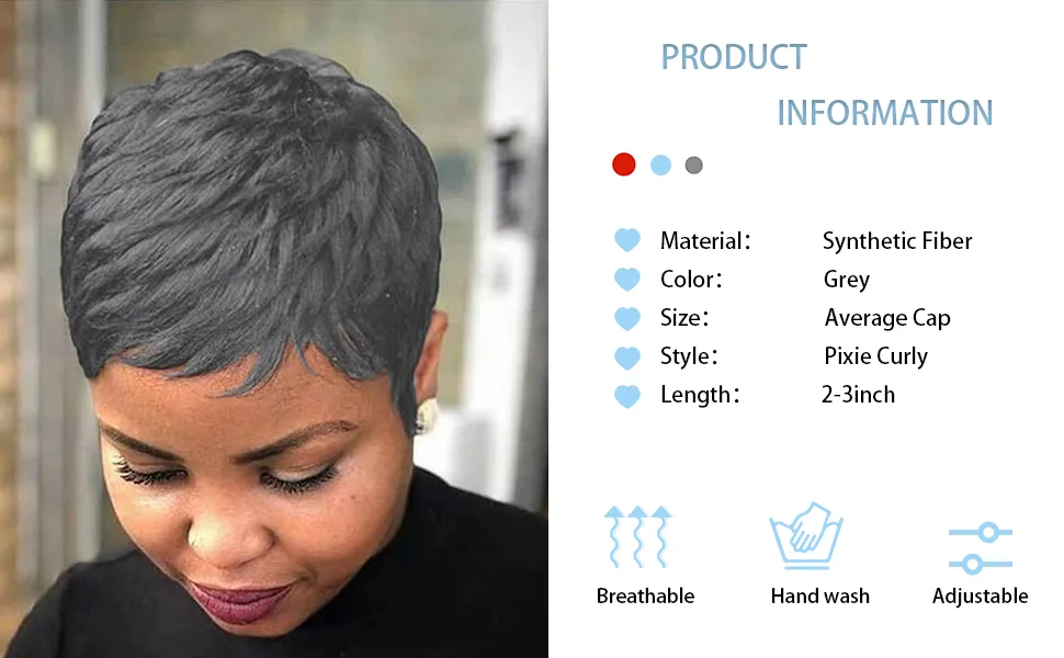 DOcute Short Grey Pixie Cut Wigs for Black Women Grey Pixie Wigs for Black Women Grey Pixie Cut Short Black Wavy Layered Wigs Grey Wavy Wigs Short Wigs Pixie Cut Wigs for Black Women (Short Grey) - product information 15