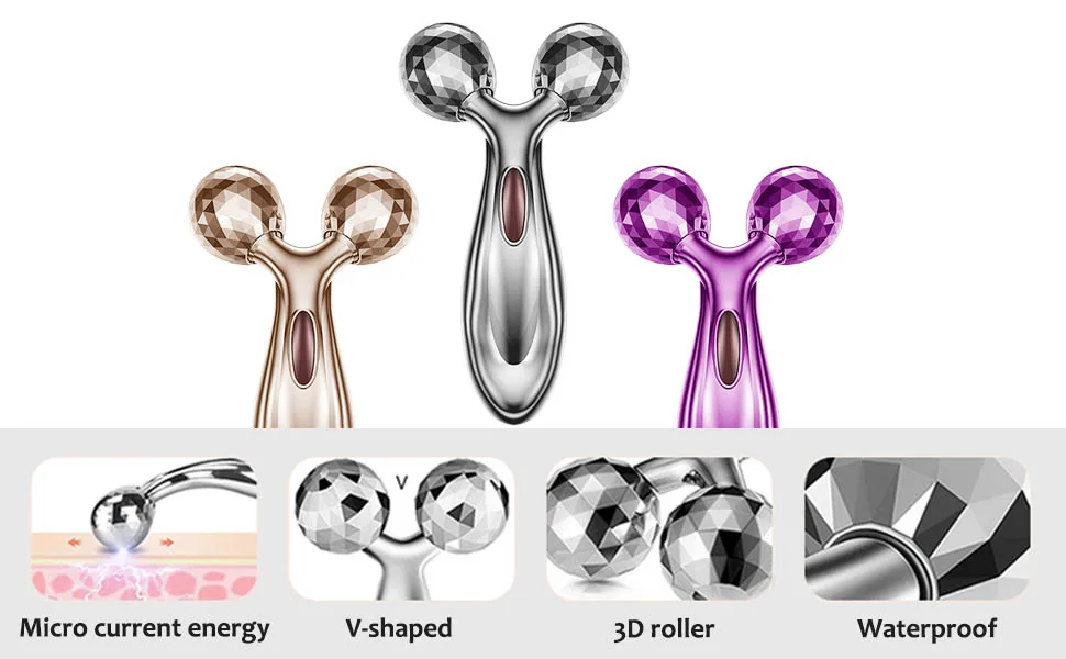 UbodyOasis 2-in-1 Face Massager Roller with 3D Roller Technology for Face and Body Wrinkle & Anti-Aging - Pinkpurple - massager roller