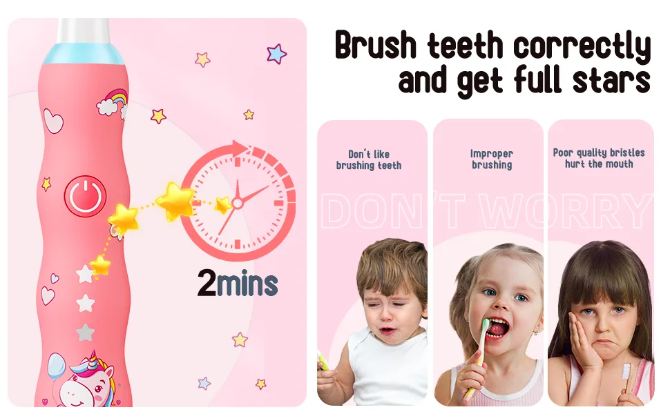 COSLUS Only Kids Sonic Rechargeable Electric Toothbrush Light Pink - product information 4