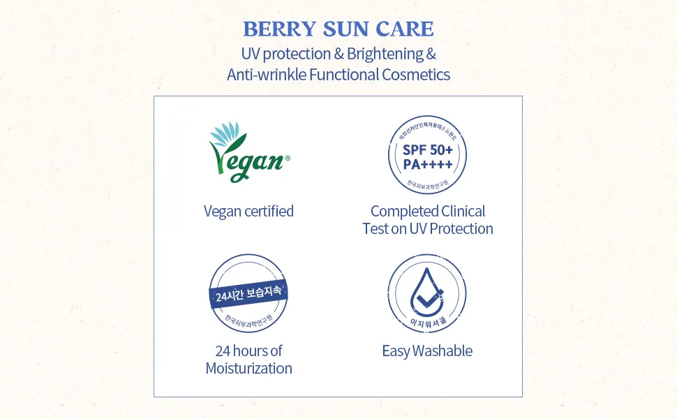 SKINFOOD Berry Moisturizing Sunscreen SPF 50+ PA++++ 1.69fl.oz  Chemical Deep Moisturizing Glowing UV Protector  Watery Weightless Texture  Easy Cleansing - feature