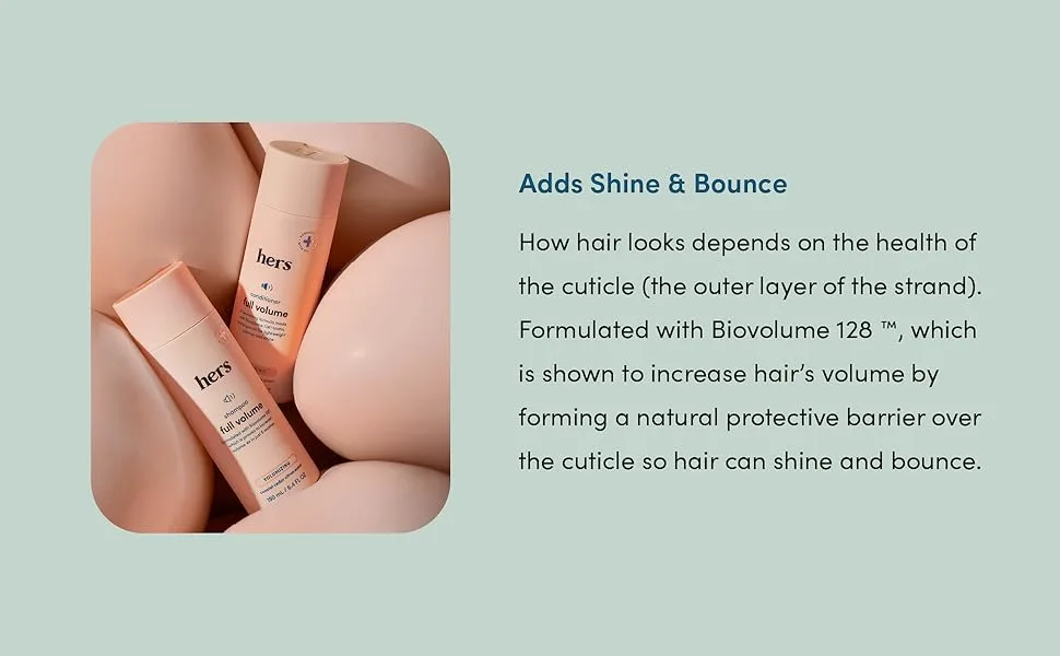 Hers Full Volume Shampoo and Conditioner - Volumizing Shampoo and Conditioner for Women - Soft Cedar & Citron - Adds Volume  Shine & Bounce - 2 x 6.4 fl oz Bottles - hers