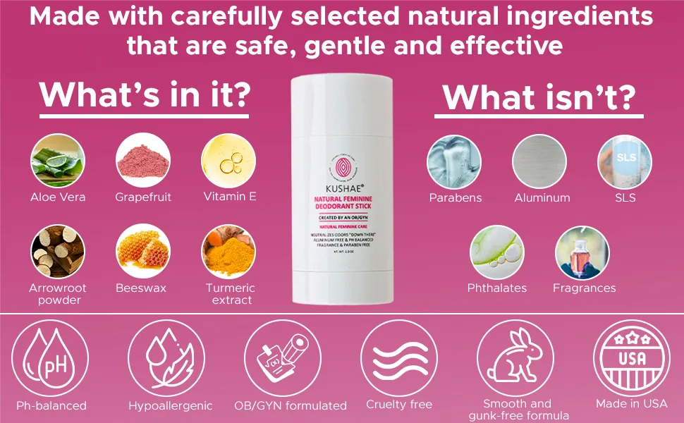 Kushae Natural Feminine Deodorant Stick - Stay fresh and odor-free