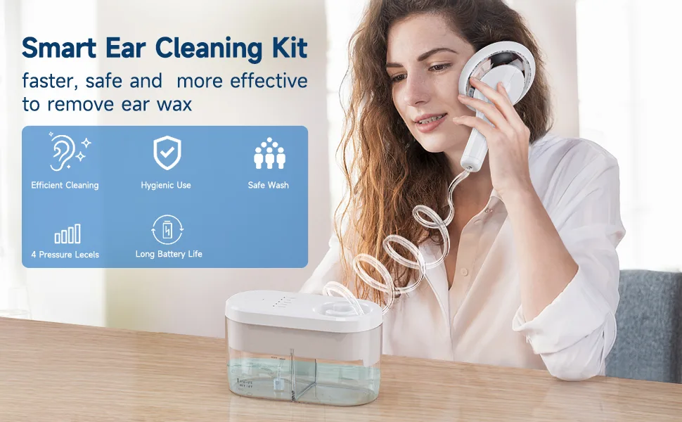 Ear Wax Removal Kit  Ear Cleaner with Ear Irrigation Flushing System Electric Ear Cleaner with 4 Cleaning Modes for Adults and Kids - Ear Wax Removal