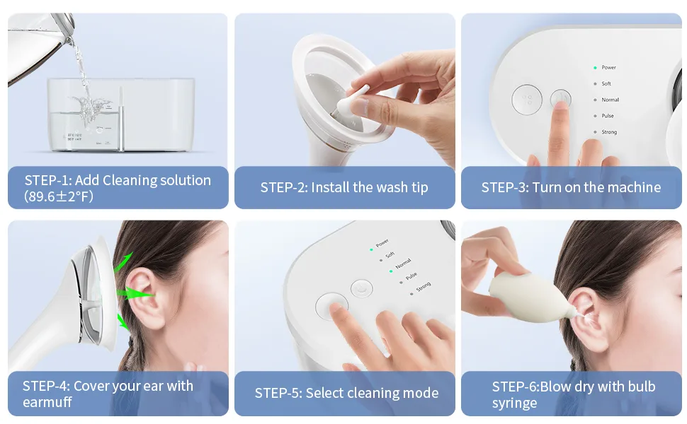 Ear Wax Removal Kit  Ear Cleaner with Ear Irrigation Flushing System Electric Ear Cleaner with 4 Cleaning Modes for Adults and Kids - Ear Wax Removal