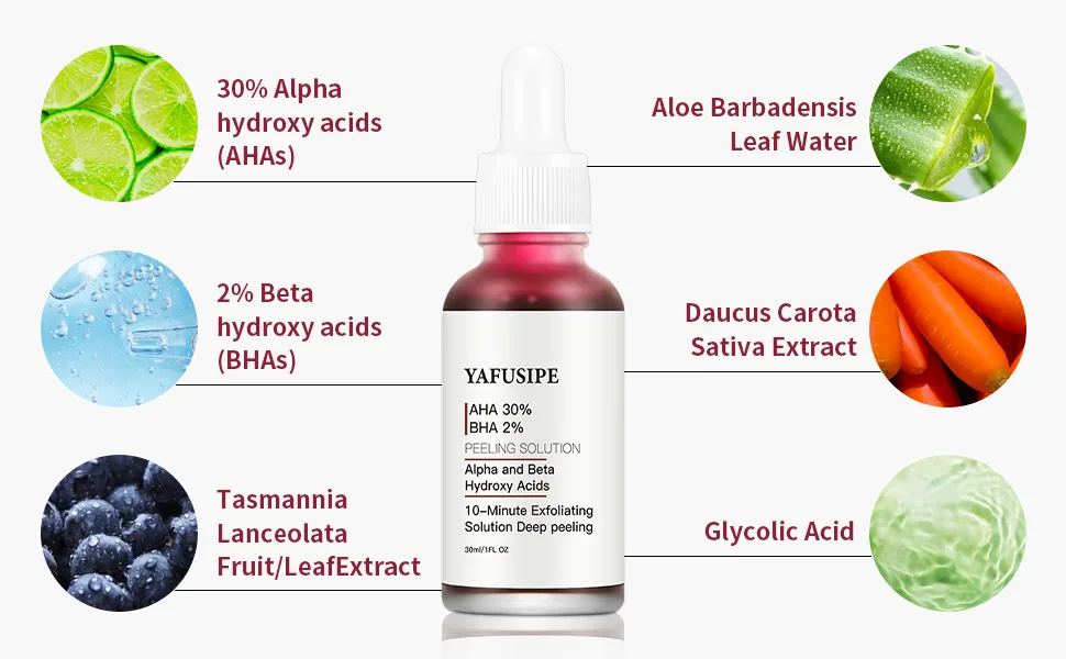 Peeling Solution AHA 30% + BHA 2% Peeling Solution  Exfoliating Peeling Solution Face Red Peel Mask AHA BHA Peel Solution Chemical Exfoliant Peel for Face at Home for Fine Line Wrinkle-1 Floz - aha peeling solution origina mask red skincare peeling solution decent acid peeling solution