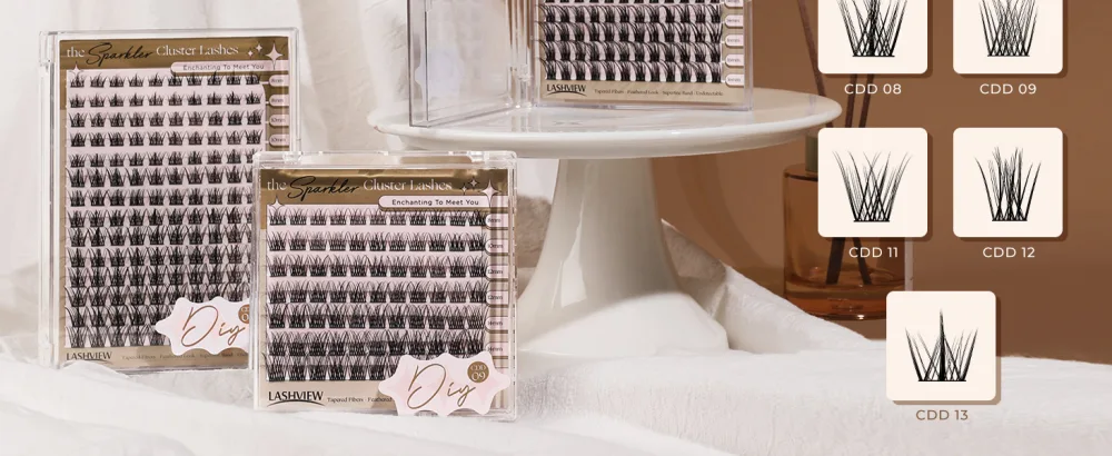 LASHVIEW Cluster Lashes 8-16mm DIY Eyelash Extensions Cluster Eyelashes for Self-application Individual Lashes at Home 3D Rapid Soft and Lightweight-Style CDD09 CDD09 8-16mm - Lashview