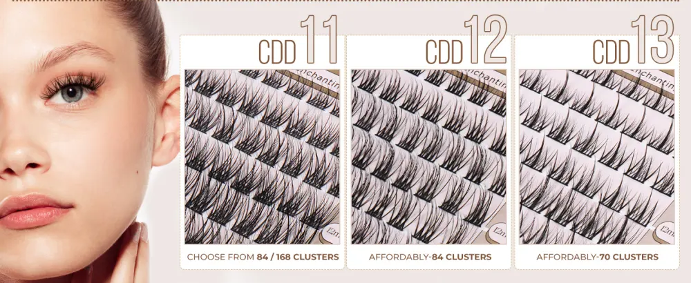 LASHVIEW Cluster Lashes 8-16mm DIY Eyelash Extensions Cluster Eyelashes for Self-application Individual Lashes at Home 3D Rapid Soft and Lightweight-Style CDD09 CDD09 8-16mm - Lashview