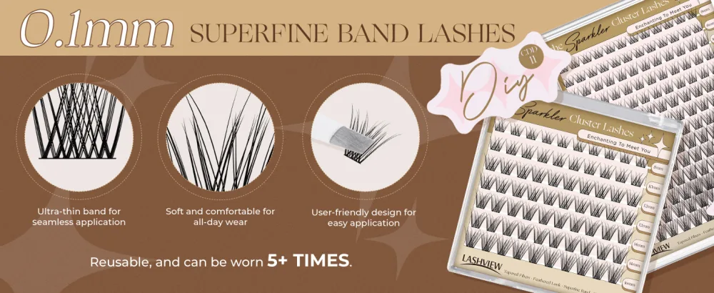 LASHVIEW Cluster Lashes 8-16mm DIY Eyelash Extensions Cluster Eyelashes for Self-application Individual Lashes at Home 3D Rapid Soft and Lightweight-Style CDD09 CDD09 8-16mm - Lashview