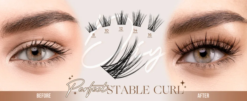 LASHVIEW Cluster Lashes 8-16mm DIY Eyelash Extensions Cluster Eyelashes for Self-application Individual Lashes at Home 3D Rapid Soft and Lightweight-Style CDD09 CDD09 8-16mm - Lashview