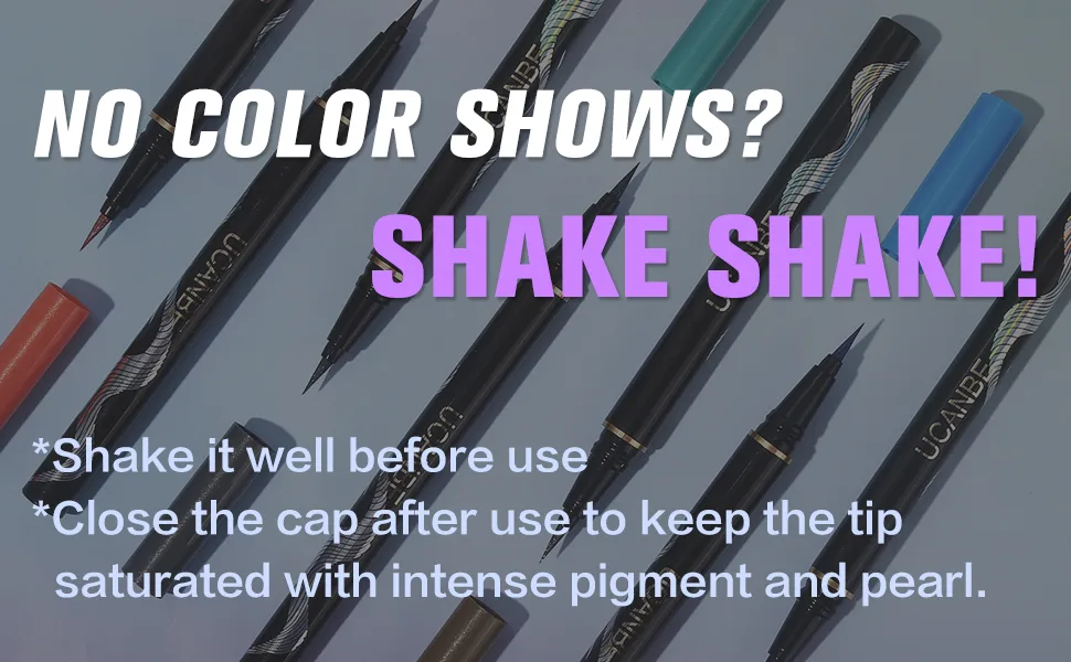 UCANBE 3PC Metallic Liquid Eyeliner Makeup Set  Blue Purple Silver Color Glitter Eye Liner Pen  Long Lasting High Pigmented with Waterproof & Smudge Proof Formula - shake it up