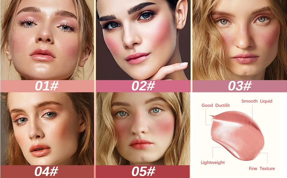 GL-Turelifes Soft Cream Blush Makeup  Liquid Blush for Cheeks  Natural-Looking Long Lasting  Smudge Proof  Velvet Mousse Dewy Finish  Easy to Blend Blusher (2) - cream blush liquid blush makeup for cheeks