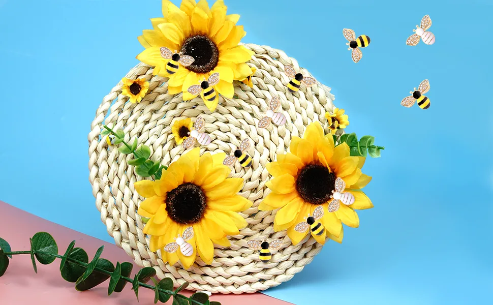 40 Pieces Bee Charms Rhinestone Enamel Craft Bee Pendants Alloy Honeybee Embellishments for Crafting Project  Multicolor (Pink) - product information 6