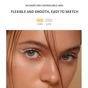 AVIERLL 2color Glitter Eyeliner Silver&Gold Eyeliner Stick Liquid Eyeshadow Waterproof Non-Smudge Quick Dry 0.11 Fl.Oz(SILVERY+GOLDE) 01_Silver+02_Gold - ACCURATE AND CONTROLLABLE LINES