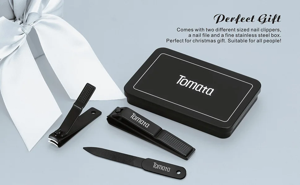 Tomata Nail Clippers Set for Thick Nails - Fingernail Clippers with File  Ultra Sharp Cutter for Ingrown Toenail Clippers (Black) - NailClippersA7