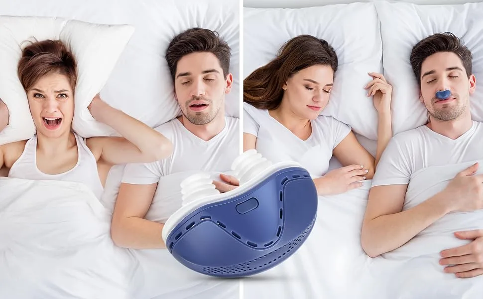 ROOHO Anti Snoring Device  Adjustable Wind Speed Snoring Solution  Stop Snoring Suitable for Men and Women  Electric Anti Snoring Devices Nasal Dilator Nose Vents Plugs Blue - snoring solution
