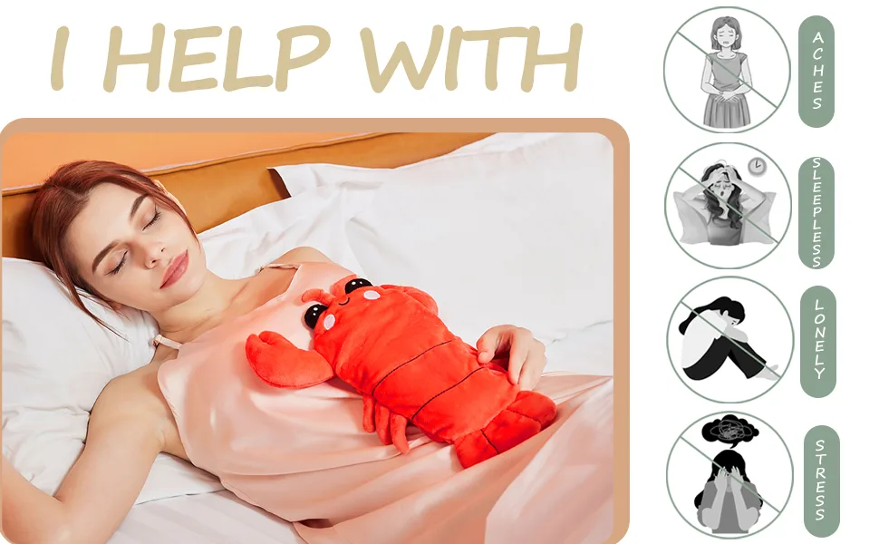 Intoypad Microwavable Menstrual Heating Pad  Crustacean Warming Pillow  Cuddly & Cute Lobster Plush with Heating Pad - Crustacean Warming Pillow